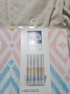 The Big One Pastel Ikat Shower Curtain - Pink, Blue, Yellow